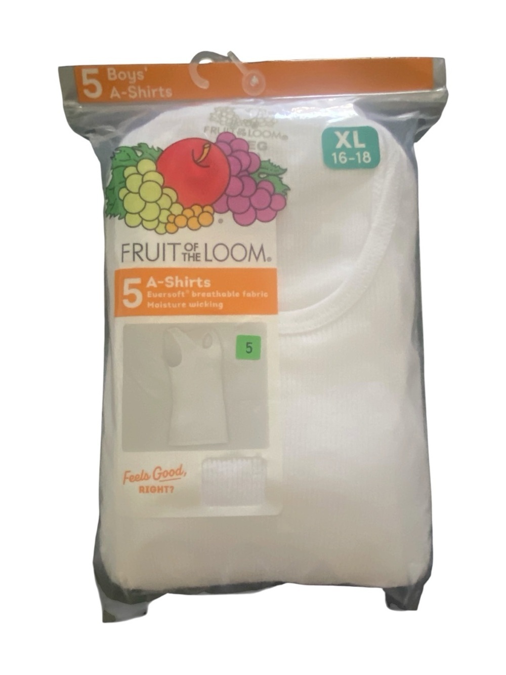 NWT-Fruit of the Loom White Boys' A-Shirts XL Pack
